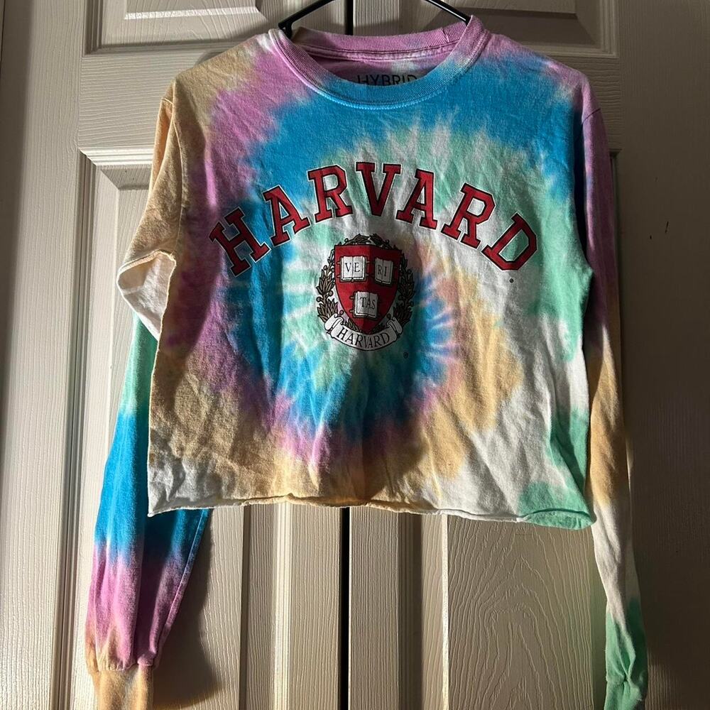 (S) Rainbow TieDye Harvard University Cutoff Longsleeve